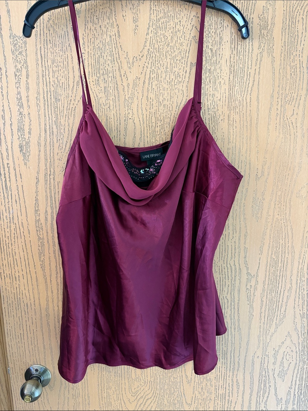 Lane Bryant Wine Satin Cowl Neck Camisole